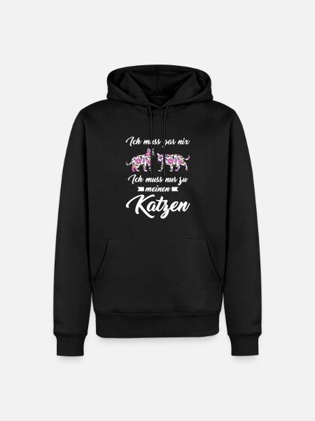 Katze Tier Katzenfreunde Geschenk - Männer Premium Bio Hoodie - Schwarz