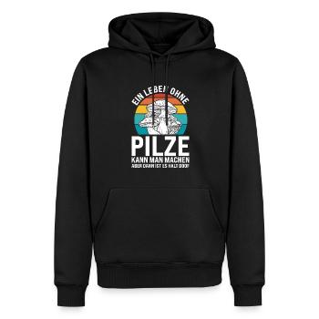 Pilze Sammeln Pilzsucher Geschenk - Männer Premium Bio Hoodie - Schwarz - Vorne - Nico (187cm)
