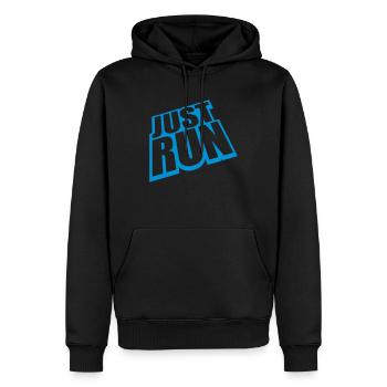 Logo Just Run cool - Sweat à capuche Premium bio Homme - noir - Devant - Nico (187cm)