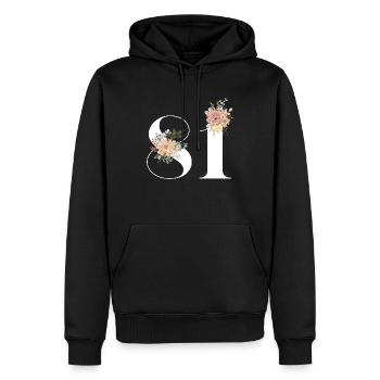 Blumen zum 81-jährigen Jubiläum (Geschenk von 81 Jahren) - Männer Premium Bio Hoodie - Schwarz - Vorne - Nico (187cm)