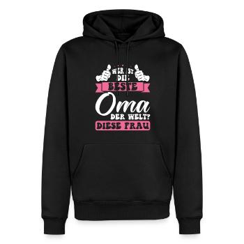 Oma Familie Großmutter Geschenk - Männer Premium Bio Hoodie - Schwarz - Vorne - Nico (187cm)