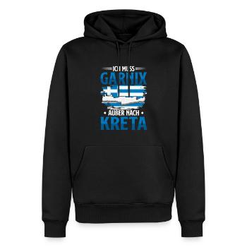 Ich muss garnix Kreta Griechenland - Männer Premium Bio Hoodie - Schwarz - Vorne - Nico (187cm)
