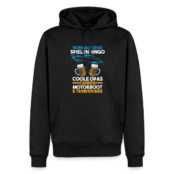 Motorboot Opa Bootfahren Geschenk - Männer Premium Bio Hoodie - Schwarz - Vorne - Nico (187cm)