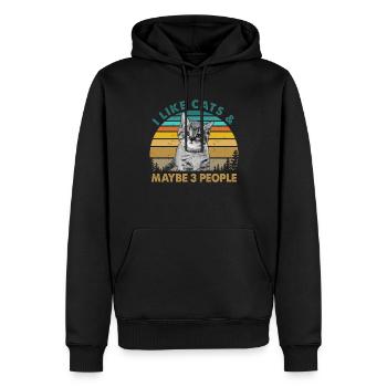 I Like Cats And Maybe 3 People Cat Lover Cat Train - Männer Premium Bio Hoodie - Schwarz - Vorne - Nico (187cm)