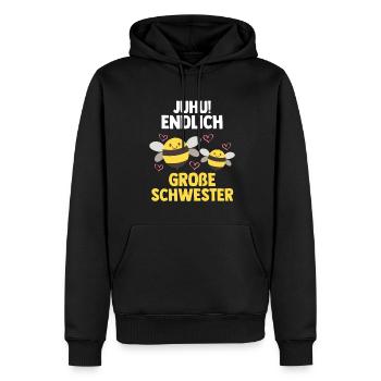 Schwester Bienen grosse Schwester Geschwister Gesc - Männer Premium Bio Hoodie - Schwarz - Vorne - Nico (187cm)