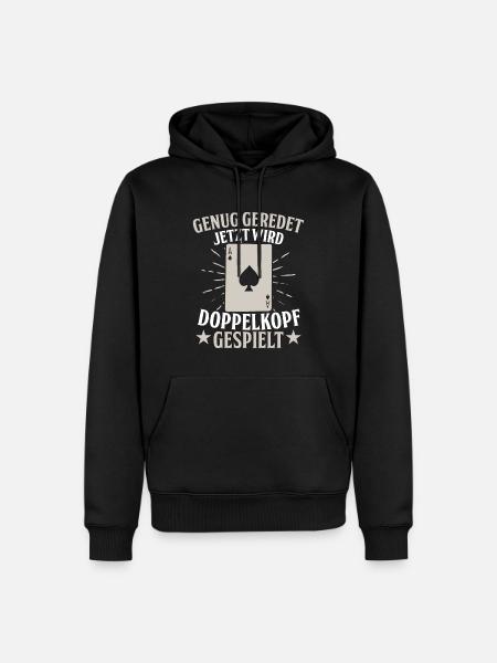 Jetzt wird Doppelkopf gespielt - Männer Premium Bio Hoodie - Schwarz