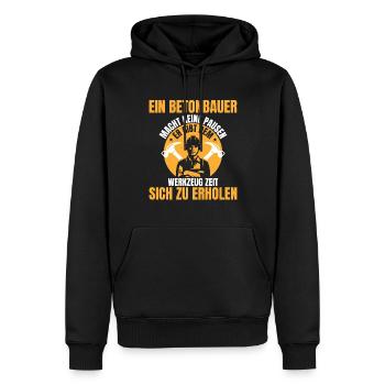 Betonbauer macht keine Pausen Beruf - Männer Premium Bio Hoodie - Schwarz - Vorne - Nico (187cm)