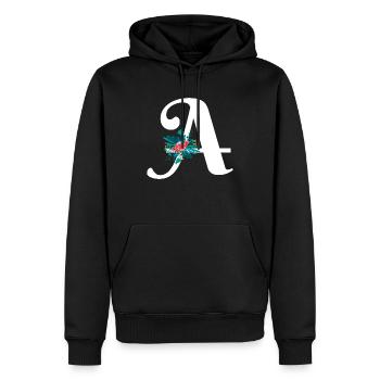 Buchstabe A blumig - Männer Premium Bio Hoodie - Schwarz - Vorne - Nico (187cm)
