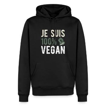 Je suis 100% vegan - Sweat à capuche Premium bio Homme - noir - Devant - Nico (187cm)