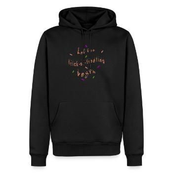 Halloween - Que les farces et attrapes commencent - Sweat à capuche Premium bio Homme - noir - Devant - Nico (187cm)