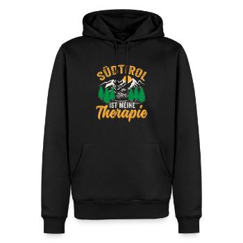 Südtirol ist meine Therapie Südtiroler - Männer Premium Bio Hoodie - Schwarz - Vorne - Nico (187cm)