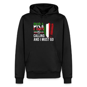 Pisa ruft ich muss los Schiefe Turm Italien - Männer Premium Bio Hoodie - Schwarz - Vorne - Nico (187cm)