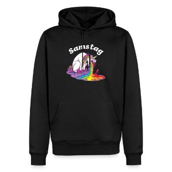 Überstunden Schichtdienst - Arbeiten macht spaß - Männer Premium Bio Hoodie - Schwarz - Vorne - Nico (187cm)