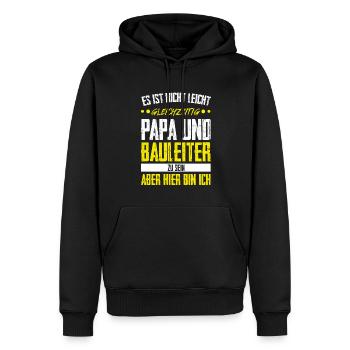 Bauleiter Papa Baustellenleiter Geschenk - Männer Premium Bio Hoodie - Schwarz - Vorne - Nico (187cm)