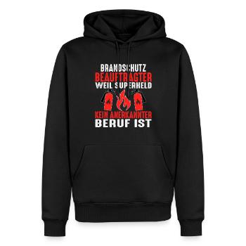 Brandschutzbeauftragter Superheld kein Beruf - Männer Premium Bio Hoodie - Schwarz - Vorne - Nico (187cm)