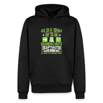 Leg dich niemals an Brandschutzbeauftragter - Männer Premium Bio Hoodie - Schwarz - Vorne - Nico (187cm)