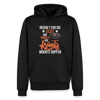 Reichet mir die Glut Dutch Oven Dopfen - Männer Premium Bio Hoodie - Schwarz - Vorne - Nico (187cm)