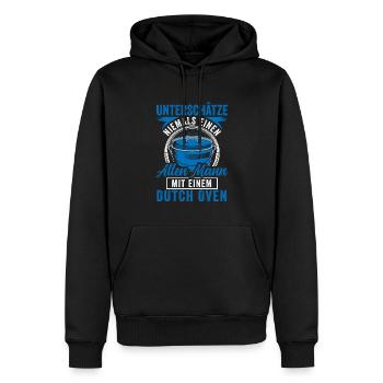 Unterschätze niemals Dutch Oven Dopfen - Männer Premium Bio Hoodie - Schwarz - Vorne - Nico (187cm)