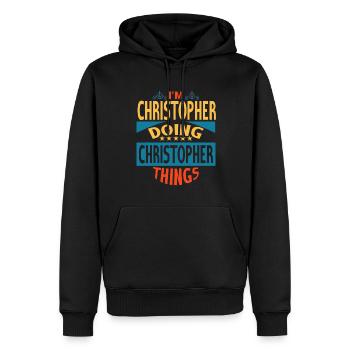 Vorname Christopher Name Christopher Geschenk - Männer Premium Bio Hoodie - Schwarz - Vorne - Nico (187cm)