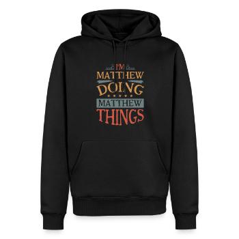 Vorname Matthew Geburtsname Geschenk - Männer Premium Bio Hoodie - Schwarz - Vorne - Nico (187cm)