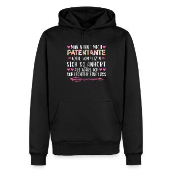 Patentante Taufe Patin Geschenk - Männer Premium Bio Hoodie - Schwarz - Vorne - Nico (187cm)