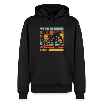 Mountainbike Downhill Radrennen Geschenk - Männer Premium Bio Hoodie - Schwarz - Vorne - Nico (187cm)