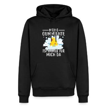Meine Badeente ist immer für mich da - Männer Premium Bio Hoodie - Schwarz - Vorne - Nico (187cm)