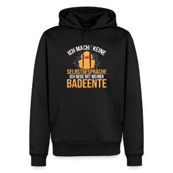 Ich rede mit meiner Badeente Gummiente - Männer Premium Bio Hoodie - Schwarz - Vorne - Nico (187cm)