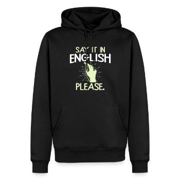 Say it in english please Englisch Lehrer - Männer Premium Bio Hoodie - Schwarz - Vorne - Nico (187cm)