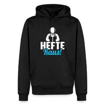Lehrer Unterricht Hefte raus Spruch - Männer Premium Bio Hoodie - Schwarz - Vorne - Nico (187cm)