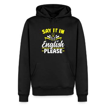 Say it in english please Englisch Lehrer - Männer Premium Bio Hoodie - Schwarz - Vorne - Nico (187cm)