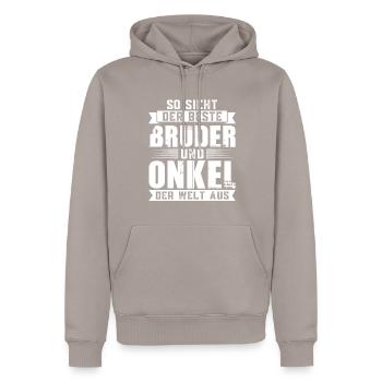 Bruder Onkel Brüder Geschenk - Männer Premium Bio Hoodie - Taupe - Vorne - Nico (187cm)