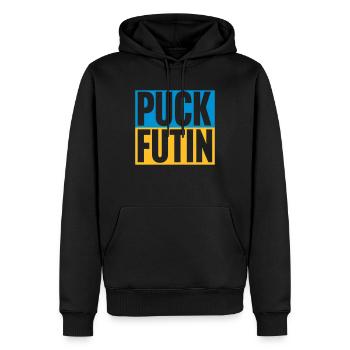 Conception du logo Puck Futin - Sweat à capuche Premium bio Homme - noir - Devant - Nico (187cm)