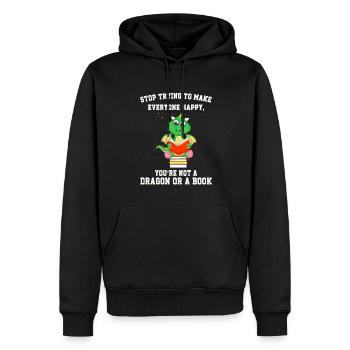 Drache Drache und Buch Drachenliebhaber Geschenk - Männer Premium Bio Hoodie - Schwarz - Vorne - Nico (187cm)