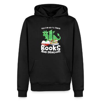 Drache Drache und Buch Drachenliebhaber Geschenk - Männer Premium Bio Hoodie - Schwarz - Vorne - Nico (187cm)