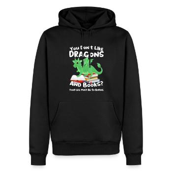 Drache Drache und Buch Drachenliebhaber Geschenk - Männer Premium Bio Hoodie - Schwarz - Vorne - Nico (187cm)