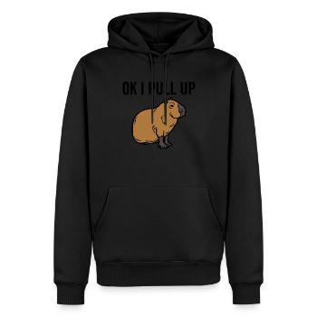Ok je tire vers le haut - Sweat à capuche Premium bio Homme - noir - Devant - Nico (187cm)
