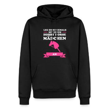 Hobby Horse Mädchen Hobby Horse Mädchen Geschenk - Männer Premium Bio Hoodie - Schwarz - Vorne - Nico (187cm)