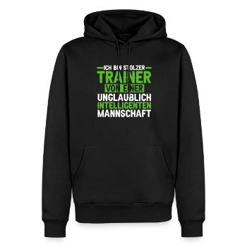 Trainer Sport Sportler Geschenk - Männer Premium Bio Hoodie - Schwarz - Vorne - Nico (187cm)