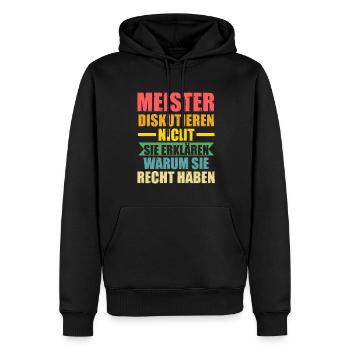Meister Prüfung Meisterbrief Geschenk - Männer Premium Bio Hoodie - Schwarz - Vorne - Nico (187cm)