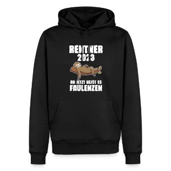 Rentner 2023 Faultier Ruhestand Geschenk - Männer Premium Bio Hoodie - Schwarz - Vorne - Nico (187cm)