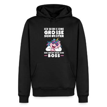 Große Schwester Einhorn Grosse Schwester Geschenk - Männer Premium Bio Hoodie - Schwarz - Vorne - Nico (187cm)