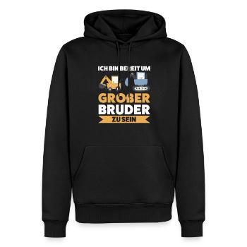 Großer Bruder Bagger Grosser Bruder Geschenk - Männer Premium Bio Hoodie - Schwarz - Vorne - Nico (187cm)