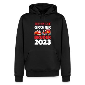 Großer Bruder 2023 Feuerwehr Grosser Bruder 2023 G - Männer Premium Bio Hoodie - Schwarz - Vorne - Nico (187cm)