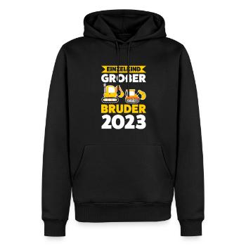 Großer Bruder 2023 Bagger Grosser Bruder 2023 Gesc - Männer Premium Bio Hoodie - Schwarz - Vorne - Nico (187cm)