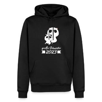Große Schwester 2023 Panda Grosse Schwester 2023 G - Männer Premium Bio Hoodie - Schwarz - Vorne - Nico (187cm)