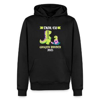 Großer Bruder 2023 Dinosaurier Grosser Bruder Gesc - Männer Premium Bio Hoodie - Schwarz - Vorne - Nico (187cm)