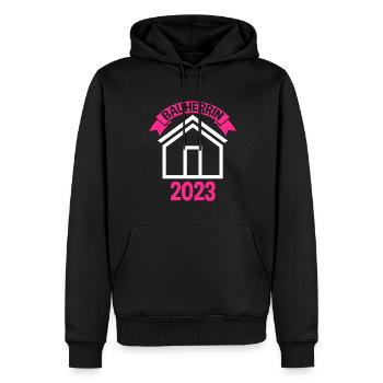Bauherrin 2023 Hausbau Häuslebauer Geschenk - Männer Premium Bio Hoodie - Schwarz - Vorne - Nico (187cm)