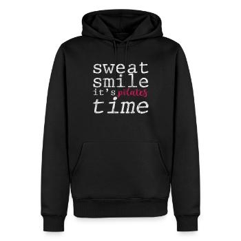 Sweat Smile It’s Pilates Time 3 - Sweat à capuche Premium bio Homme - noir - Devant - Nico (187cm)