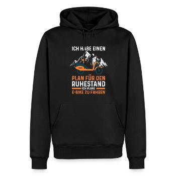 E-Bike Rentner Elektrofahrrad Geschenk - Männer Premium Bio Hoodie - Schwarz - Vorne - Nico (187cm)